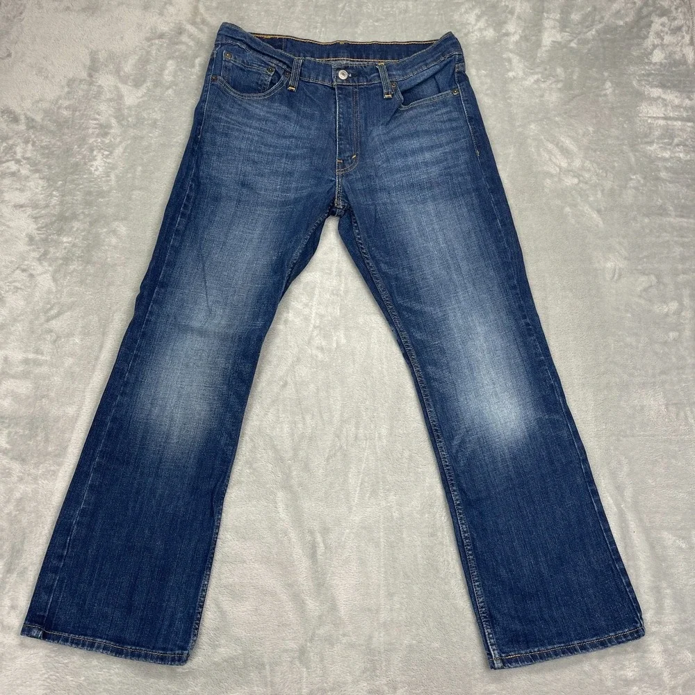 Levi's Jeans Mens 33x30 Blue Denim 527 Whiskered Faded Stretch Slim Bootcut Leg
